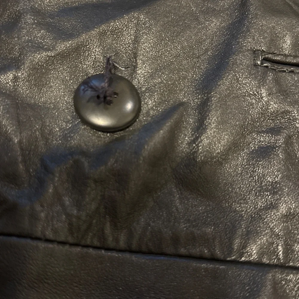 Women's Black Leather Trench Coat - Picture 5 of 5